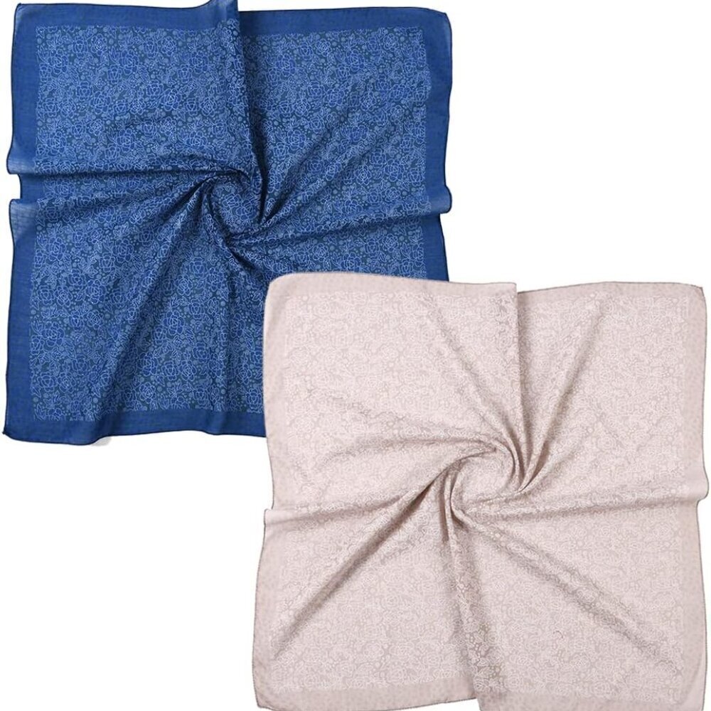 Women Cotton Polyester Square Scarf 27.5 Inch Pack of 2 Travel Fashion